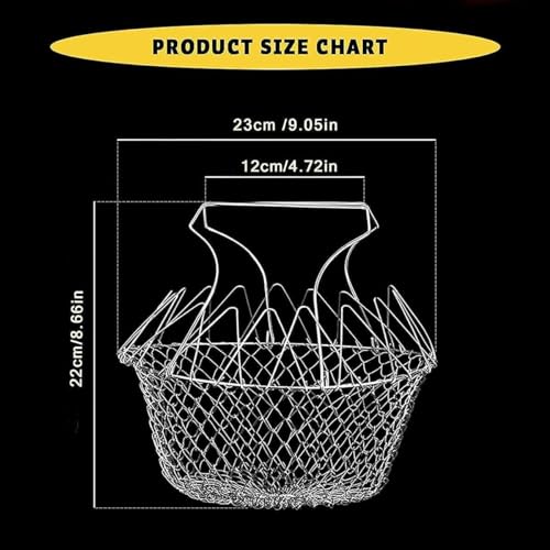 STAREWA Foldable Steam Rinse Deep Frying Basket, Stainless Steel Fry French Basket Strainer Net Fried Filter Drainage Rack for Fried Food or Fruits Multifunctional Kitchen Cooking Tool - Image 3