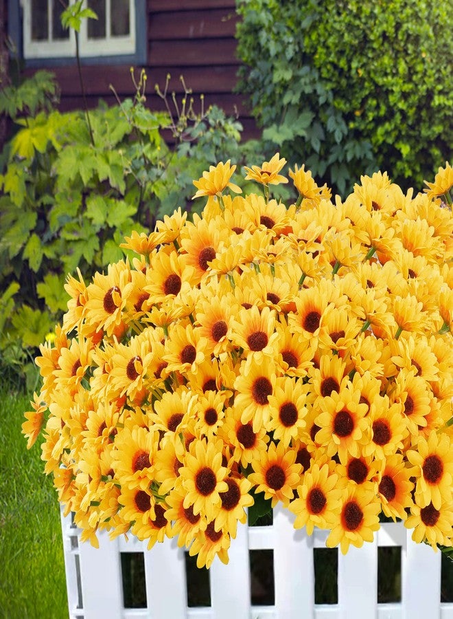 Elecxlink 10 Bundles Artificial Fake Daisy Flowers for Outdoor Decoration,UV Resistant Faux Plastic Fabric Greenery Shrubs Plants Fake Chrysanthemum Hanging Planter Kitchen Home Wedding Office Garden Decor - Image 2