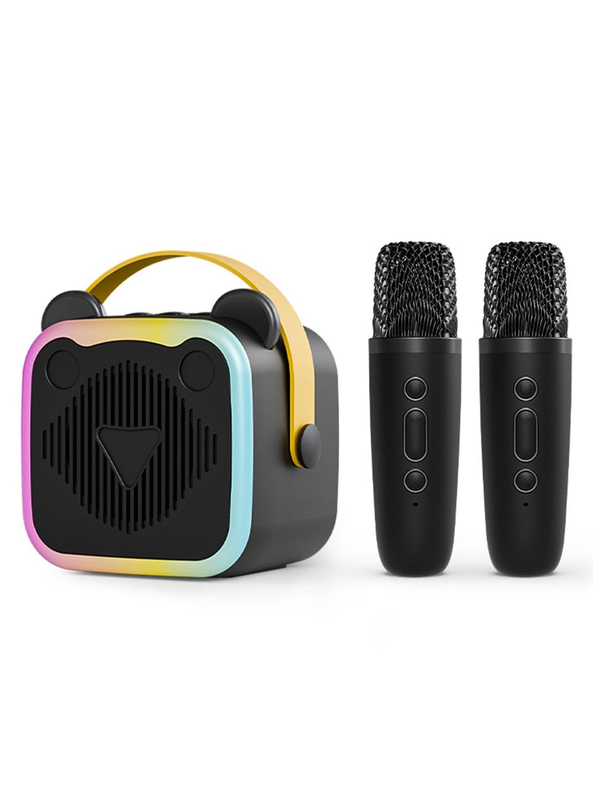 youque Youque Double Wireless Microphone With Portable Speaker Silicone Drop Protection Mini Kadaoke Machine With Rgb Light Stereo Sound For Birthday Home Party Girls And Boys Z13BB0F96774B323932F0Z