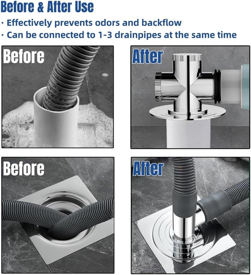 Anti-Odor Washing Machine Drain Hose Seal, Floor Drain Plug Sewer Pipe Seal Ring, Sealing Cover for Up to 3 Drain Hoses - Image 3