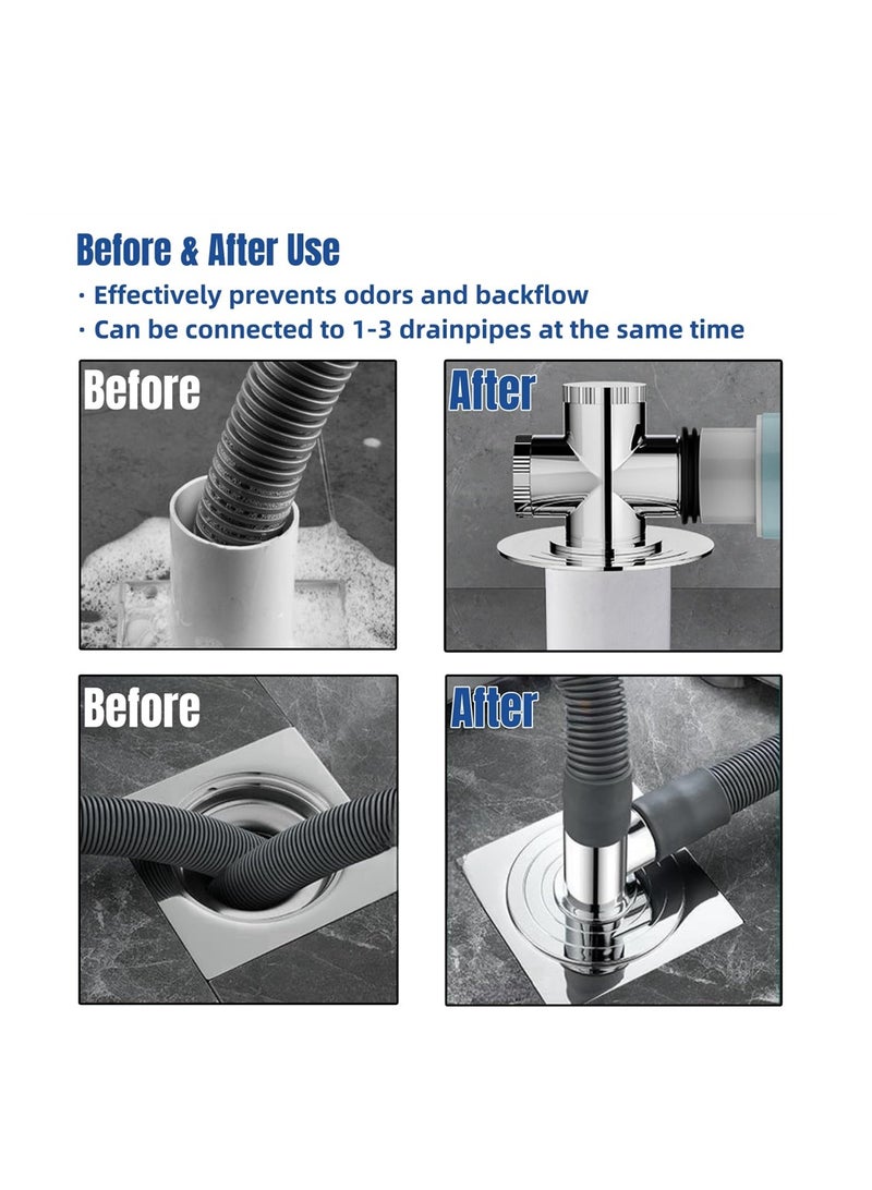 SYOSI Anti-Odor Washing Machine Drain Hose Seal, Floor Drain Plug Sewer Pipe Seal Ring, Sealing Cover for Up to 3 Drain Hoses  - Image 3