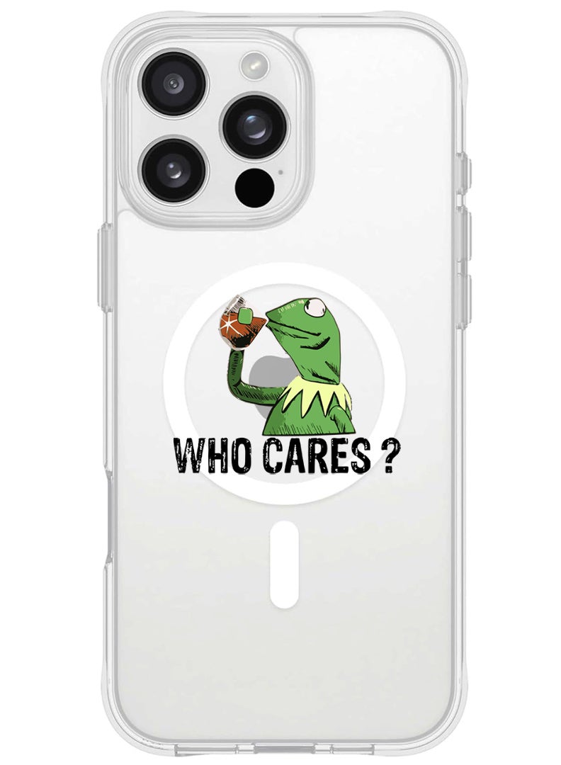 Theodor iPhone 16 Pro Max Magsafe Magnetic Case for iPhone Compatible with Wireless Charging, Shockproof Phone Bumper Cover - Who cares black - Image 1