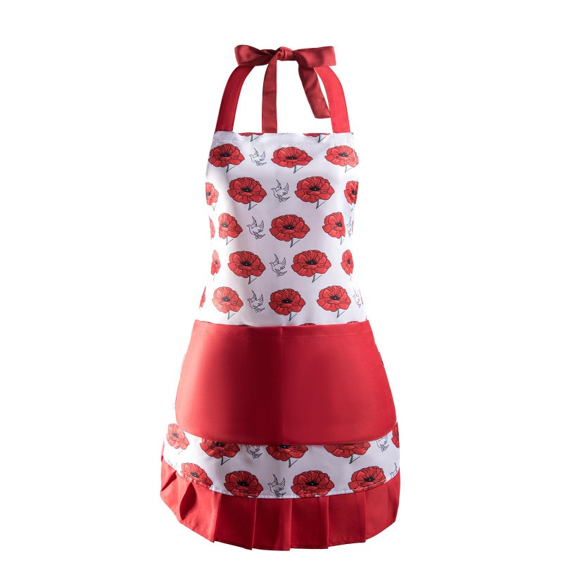 Alex Virtue Vintage Floral Apron for Women with Functional Pockets Adjustable Neck Strap for Cooking Baking Mothers Gift rose