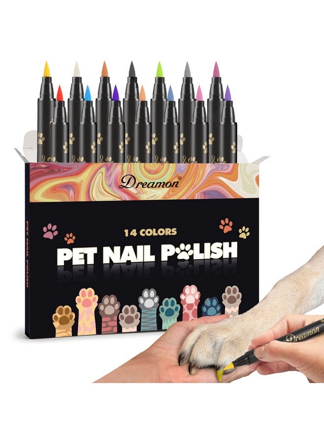 Dreamon Dog Nail Polish Pen, 14 Colors Pet Nail Polish Set to DIY Beautiful Dog Nails Ideas, Creative Dog Accessories Nail Polish Pens Quick Dry & Easy to Use (A) - Image 1