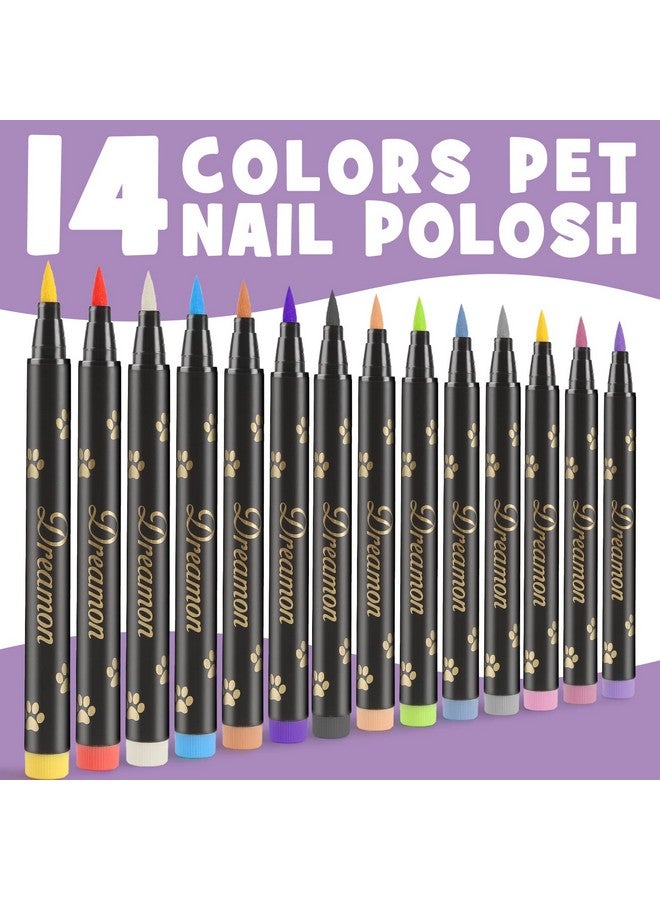 Dreamon Dog Nail Polish Pen, 14 Colors Pet Nail Polish Set to DIY Beautiful Dog Nails Ideas, Creative Dog Accessories Nail Polish Pens Quick Dry & Easy to Use (A) - Image 4
