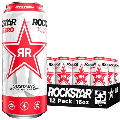 Rockstar Pure Zero Energy Drink, Fruit Punch, 0 Sugar, with Caffeine and Taurine, 16oz Cans (12 Pack) (Packaging May Vary) - Image 3