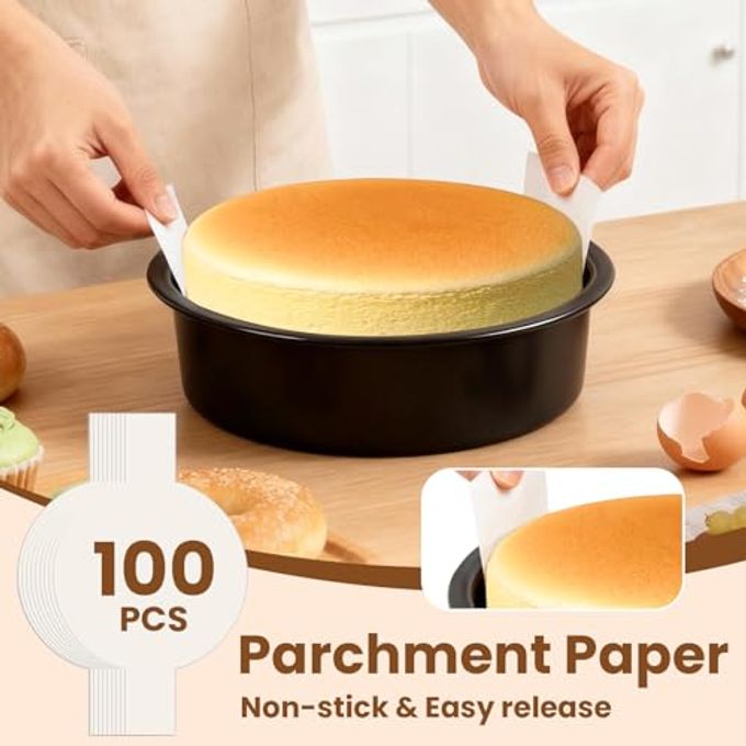 tutikuki 9 Inch Cake Pan Set of 2 Nonstick Carbon Steel Round Cake Baking Pans with Parchment Paper, Dishwasher Safe, Durable for Large Layer Cakes, Birthday & Christmas Baking - Image 3