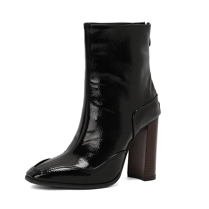 Joker Super High Heel Rivet 40-50 Plus Size Denim Low Barrel Women'S Boots - Image 1