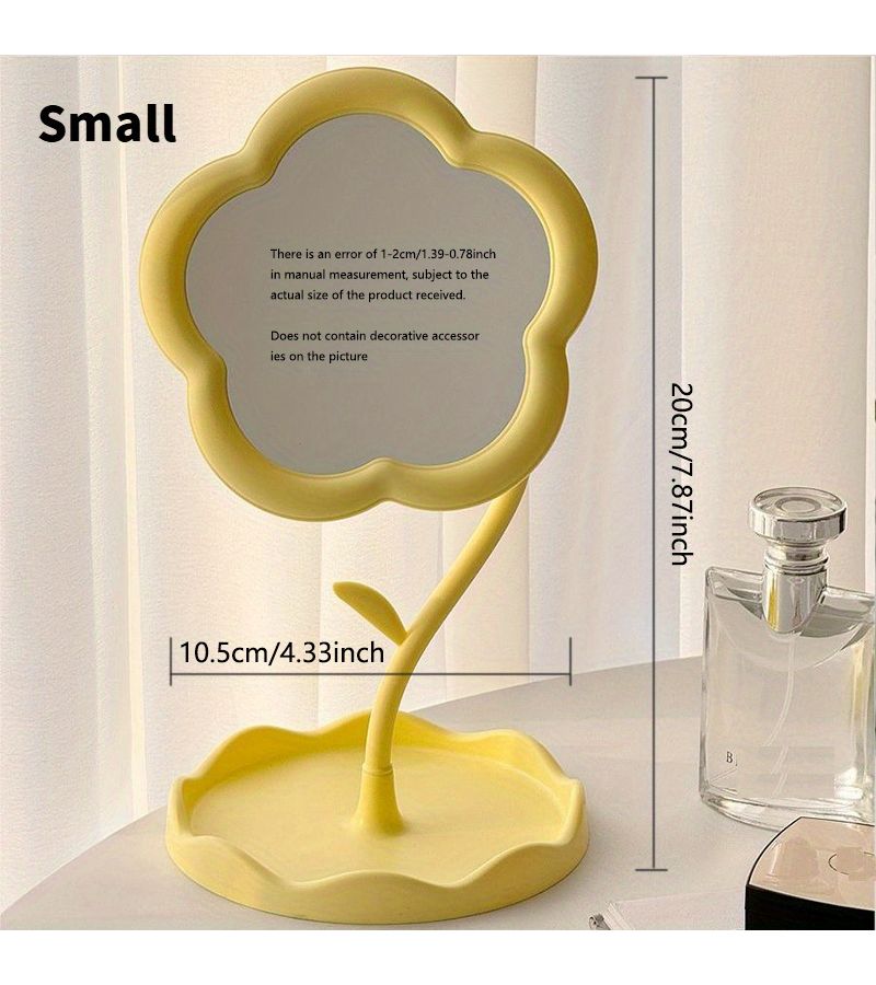 Pink Trumpet Flower Shaped Makeup Mirror Desktop Decor for Bedroom - Image 4