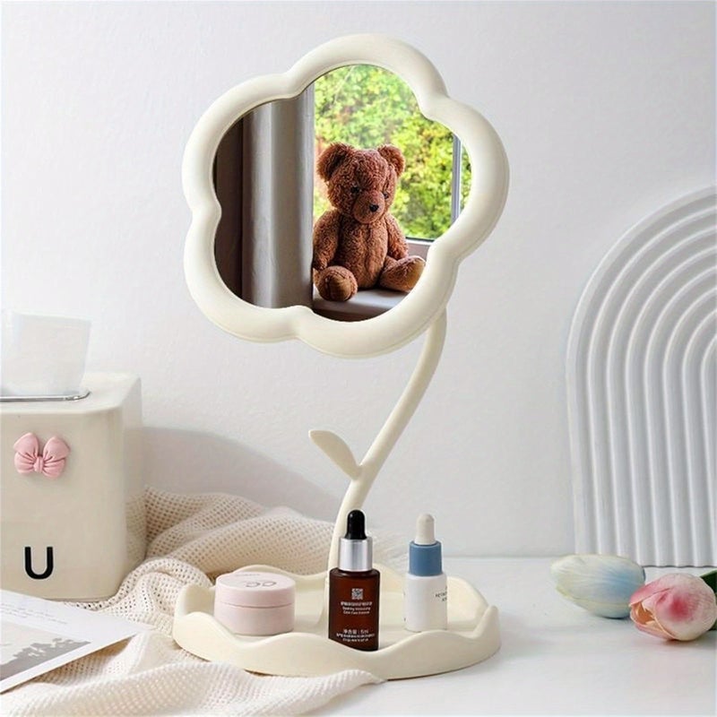Pink Trumpet Flower Shaped Makeup Mirror Desktop Decor for Bedroom - Image 2