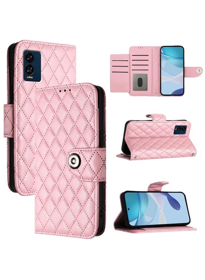 Zaboon Case For BLU View Speed 5G Rhombic Texture Flip Leather Phone Case with Lanyard - Image 1