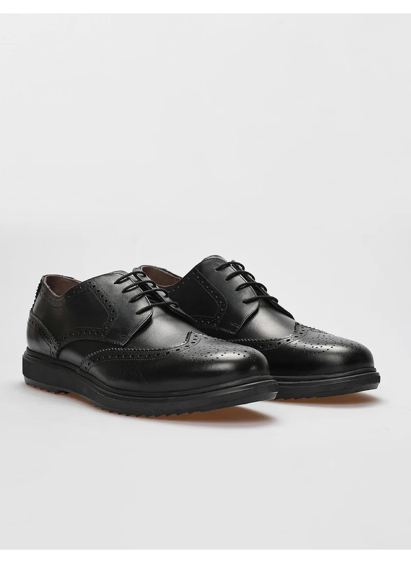 Cabani Genuine Leather Black Lace-Up Men's Casual Shoes