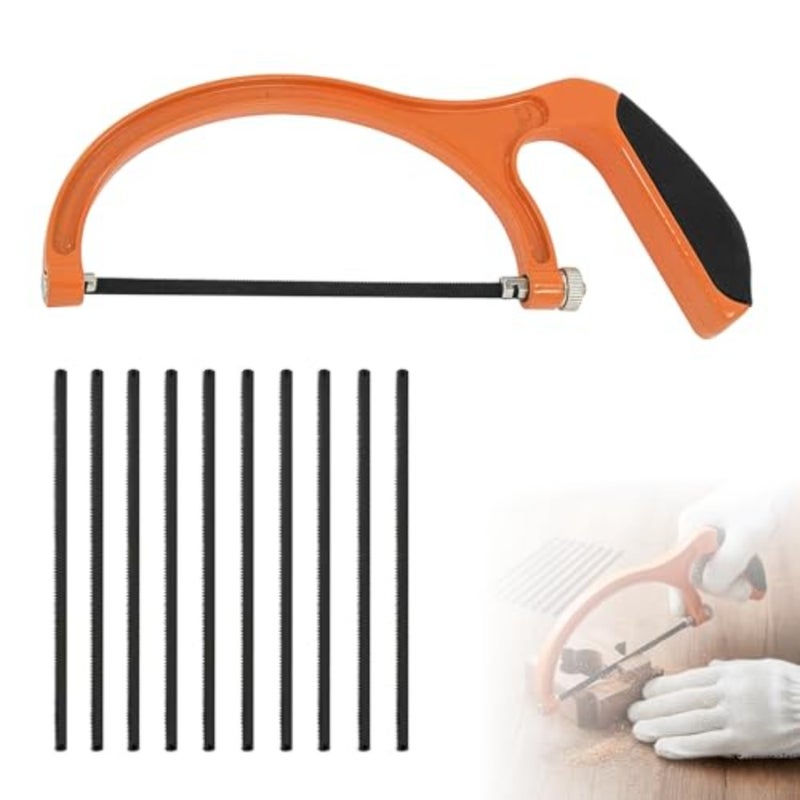 Mini Hacksaw for Metal Cutting and DIY Projects, Junior Hand Saw Heavy Duty with 10 Exchangeable Blades for Cutting Plastic, PVC Pipe, and Tile - Image 1