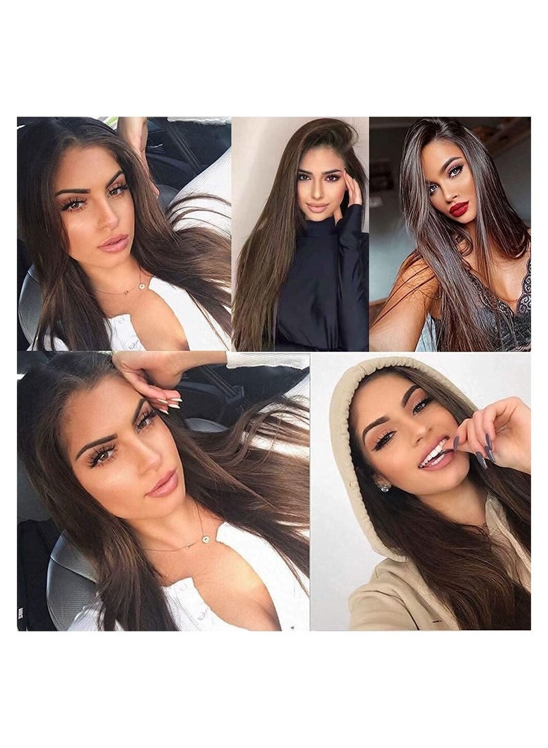 إستيل شعر مستعار طويل مستقيم من الدانتيل الأمامي من Estelle ، شعر اصطناعي من ألياف كانيكالون طبيعي بدون غراء ومقاوم للحرارة للنساء السود ، بني رقم 8 - Image 3