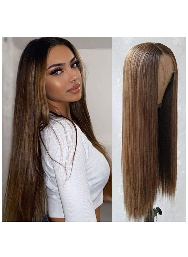 إستيل شعر مستعار طويل مستقيم من الدانتيل الأمامي من Estelle ، شعر اصطناعي من ألياف كانيكالون طبيعي بدون غراء ومقاوم للحرارة للنساء السود ، بني رقم 8 - Image 1