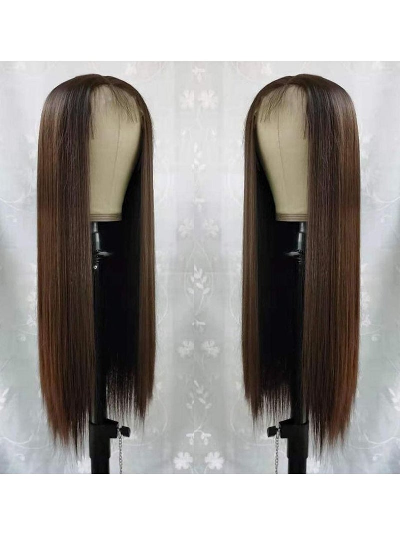 إستيل شعر مستعار طويل مستقيم من الدانتيل الأمامي من Estelle ، شعر اصطناعي من ألياف كانيكالون طبيعي بدون غراء ومقاوم للحرارة للنساء السود ، بني رقم 8 - Image 2