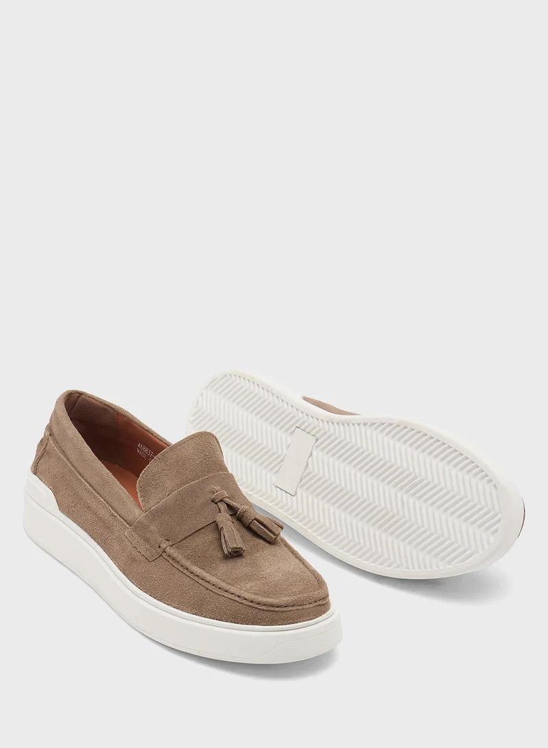 Robert Wood Genuine Leather Suede Casual Loafer Slip Ons