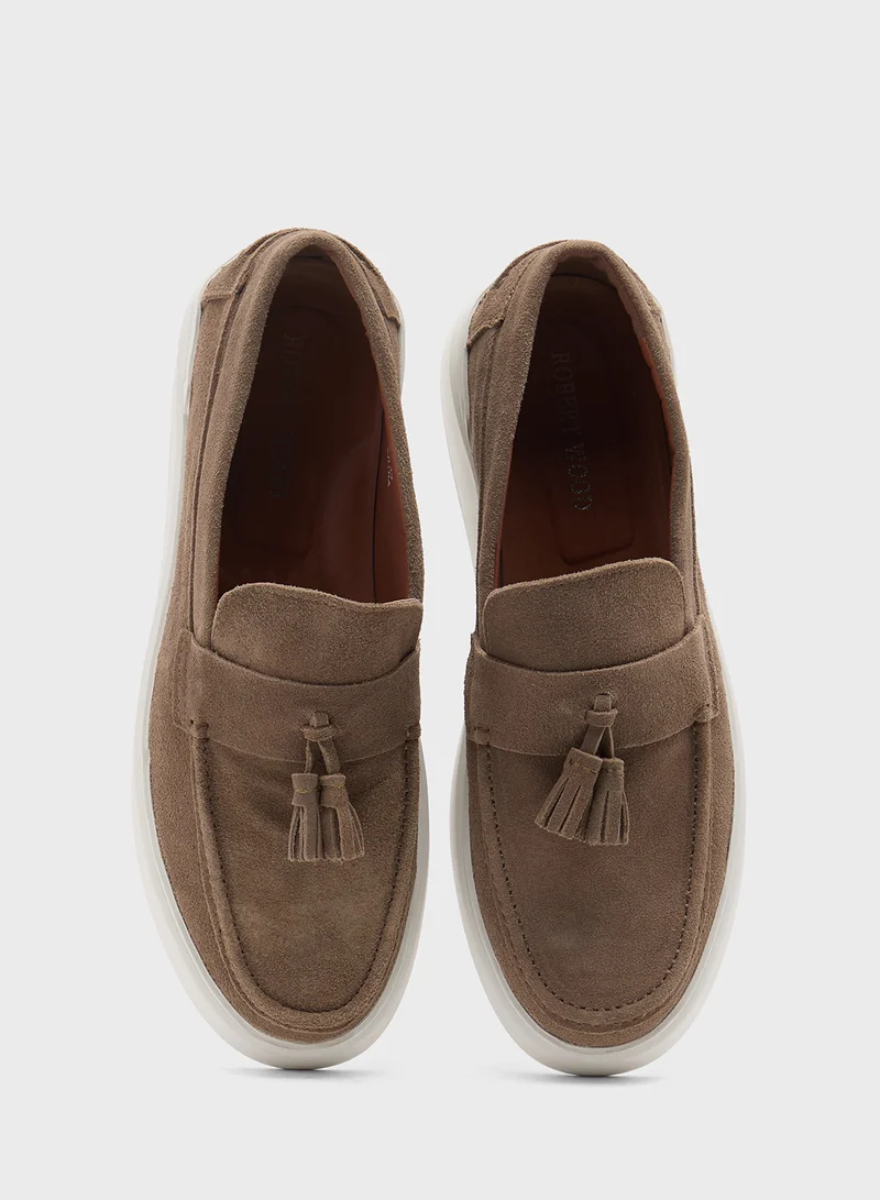Robert Wood Genuine Leather Suede Casual Loafer Slip Ons
