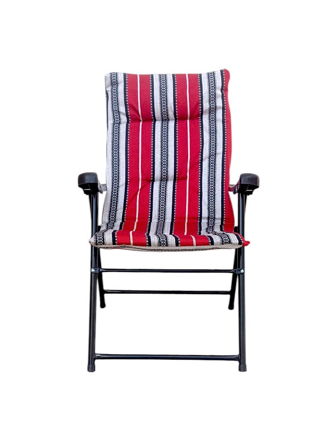 GO2CAMPS 2 Pcs - Folding Camping Chair with Cusion Premium Quality | Sadu Chair | Beach Chair | Garden Chair | Fishing Chair | Travel Chair | Picnic Chair-Premium Arabic Traditional Sadu Camping Chair – Durable Padded Cotton Cushion Seat with Cozy Armrests – Foldable Majlis Style for Desert Travel, Outdoor Picnics, BBQs & Cultural Gatherings (Compo Pack) - Image 3