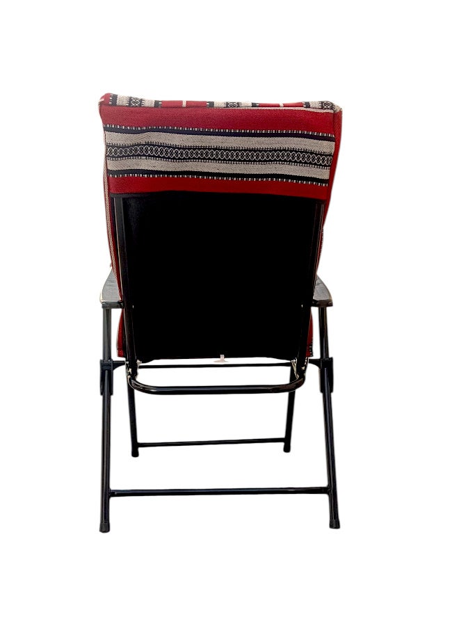 GO2CAMPS 2 Pcs - Folding Camping Chair with Cusion Premium Quality | Sadu Chair | Beach Chair | Garden Chair | Fishing Chair | Travel Chair | Picnic Chair-Premium Arabic Traditional Sadu Camping Chair – Durable Padded Cotton Cushion Seat with Cozy Armrests – Foldable Majlis Style for Desert Travel, Outdoor Picnics, BBQs & Cultural Gatherings (Compo Pack) - Image 4