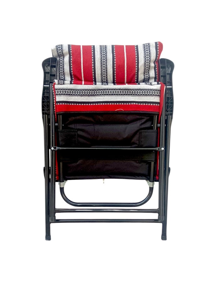 GO2CAMPS 2 Pcs - Folding Camping Chair with Cusion Premium Quality | Sadu Chair | Beach Chair | Garden Chair | Fishing Chair | Travel Chair | Picnic Chair-Premium Arabic Traditional Sadu Camping Chair – Durable Padded Cotton Cushion Seat with Cozy Armrests – Foldable Majlis Style for Desert Travel, Outdoor Picnics, BBQs & Cultural Gatherings (Compo Pack) - Image 5