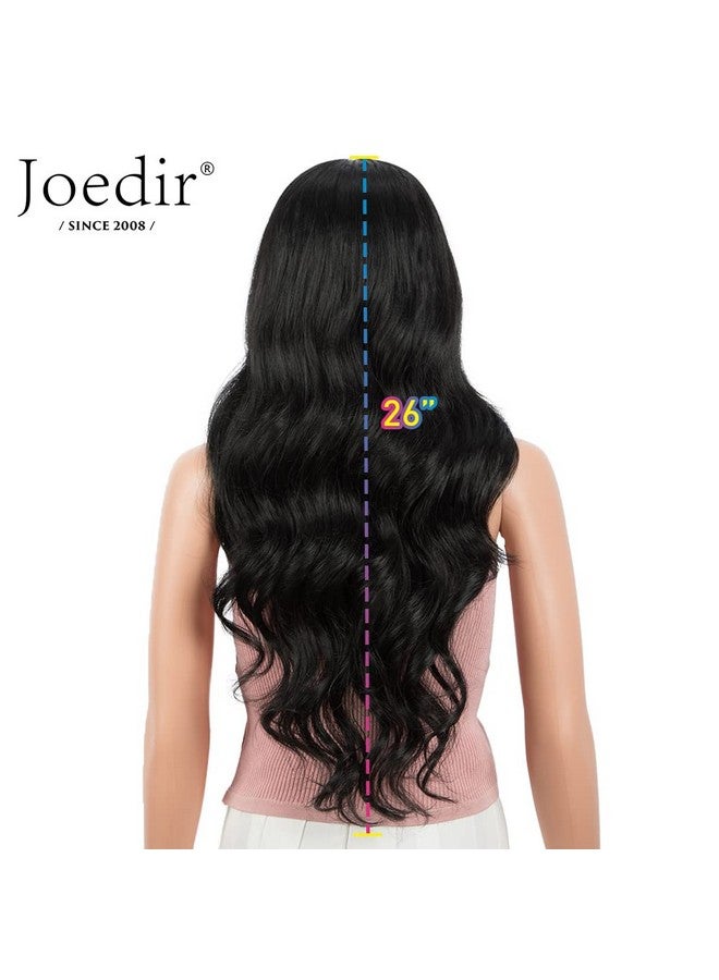 Joedir 26" Big Curly Wavy Lace Front With 1.5"X4.5" Deep Parting Hd Lace Wigs With Baby Hair High Temperature Synthetic Long Body Wave Wig For Women 180% Density(Black Color) - Image 5