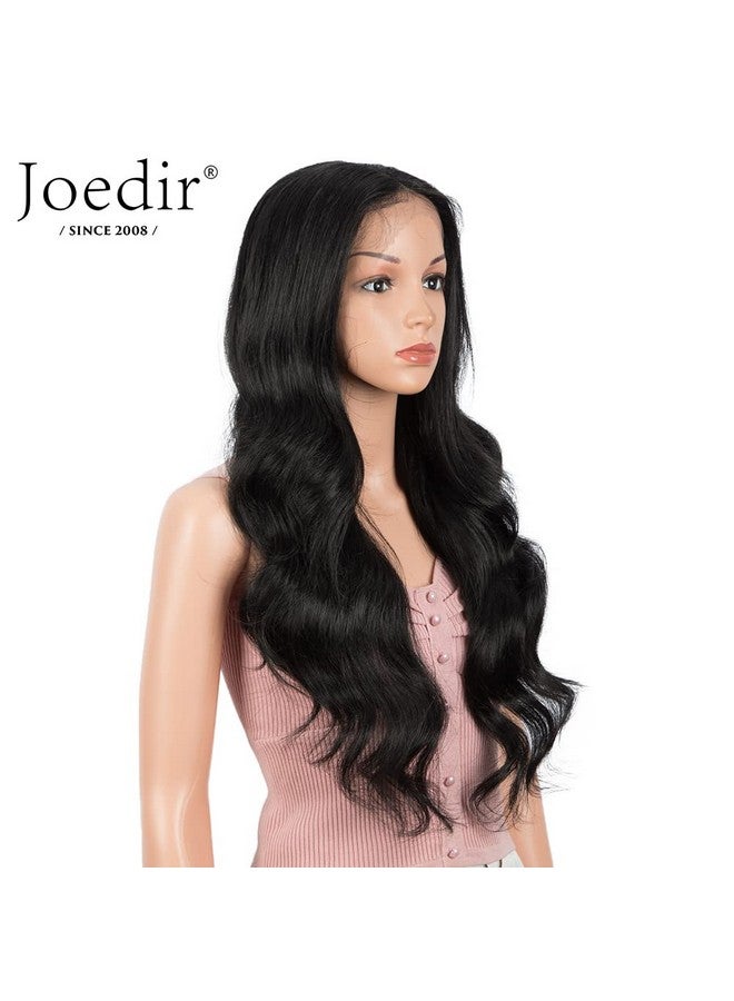 Joedir 26" Big Curly Wavy Lace Front With 1.5"X4.5" Deep Parting Hd Lace Wigs With Baby Hair High Temperature Synthetic Long Body Wave Wig For Women 180% Density(Black Color) - Image 3