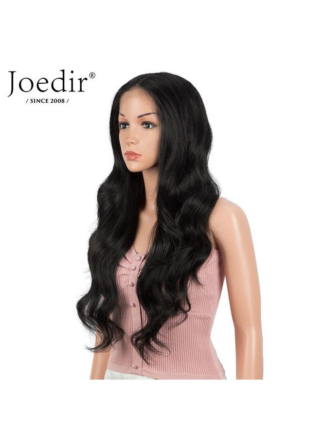 Joedir 26" Big Curly Wavy Lace Front With 1.5"X4.5" Deep Parting Hd Lace Wigs With Baby Hair High Temperature Synthetic Long Body Wave Wig For Women 180% Density(Black Color) - Image 4