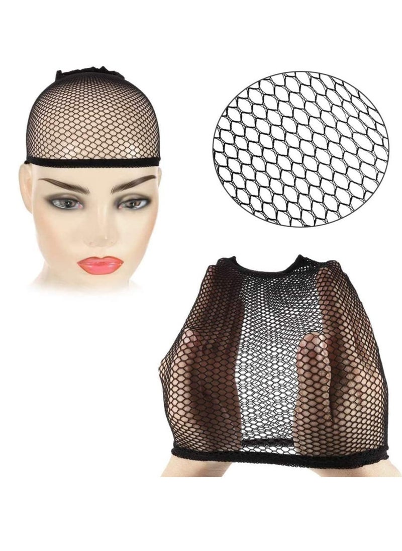 Estelle Mesh Net Wig Cup Nylon Wig Caps for Women and Men 12pcs 12 parks (net black)  - Image 2