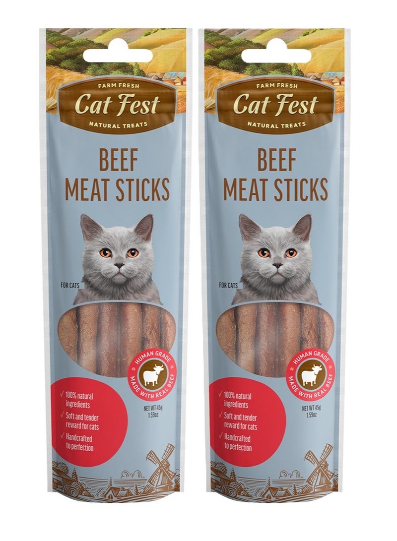 كات فيست قطعتان من أعواد لحم البقر للقطط 45 جرام - Image 1