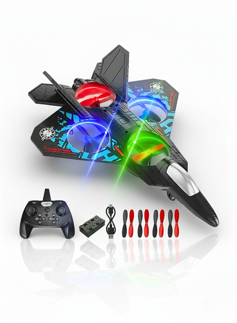 vexa pro RC Aeroplane 2.4GHz Remote Control Fighter Plane | L0712 Floating Quadcopter Airplane Toy with LED Lights & USB Charging | RTF Model for Kids & Adults | Multicolour - Image 1
