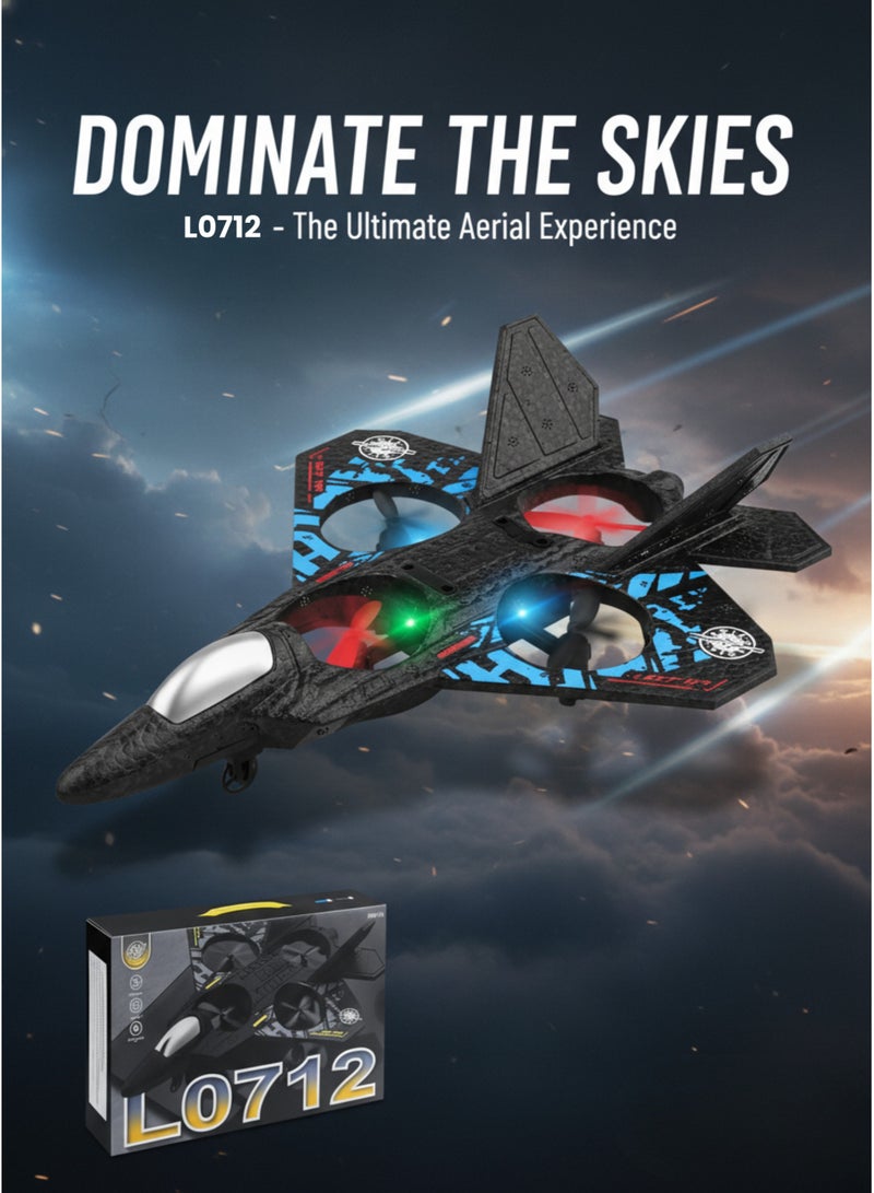 vexa pro RC Aeroplane 2.4GHz Remote Control Fighter Plane | L0712 Floating Quadcopter Airplane Toy with LED Lights & USB Charging | RTF Model for Kids & Adults | Multicolour - Image 2