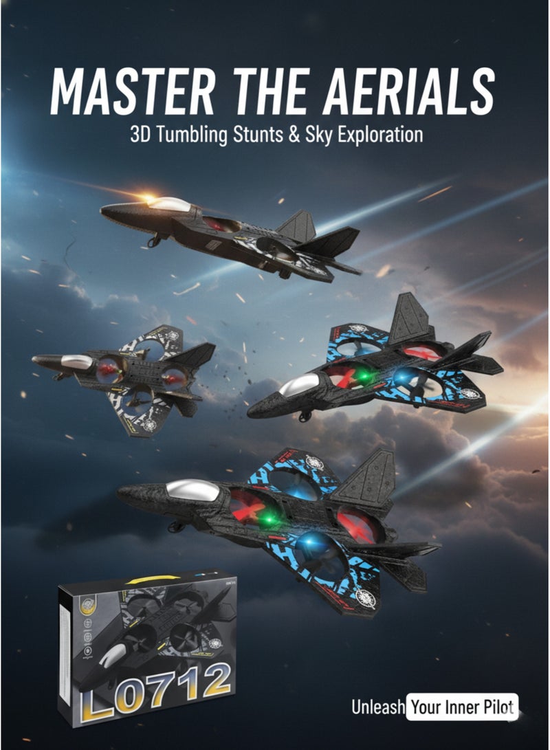 vexa pro RC Aeroplane 2.4GHz Remote Control Fighter Plane | L0712 Floating Quadcopter Airplane Toy with LED Lights & USB Charging | RTF Model for Kids & Adults | Multicolour - Image 5