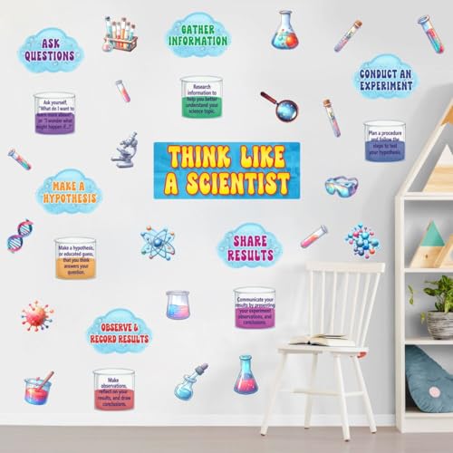 YIMEHDAN Colorful Science Quote Wall Decal, Think Like a Scientist Inspirational Quote Vinyl Wall Stickers, Removable Student Chemistry Educational Artwork for Classroom School Laboratory Decor - Image 2
