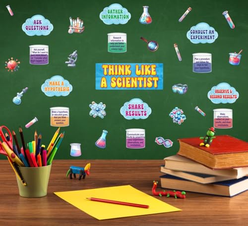YIMEHDAN Colorful Science Quote Wall Decal, Think Like a Scientist Inspirational Quote Vinyl Wall Stickers, Removable Student Chemistry Educational Artwork for Classroom School Laboratory Decor - Image 4