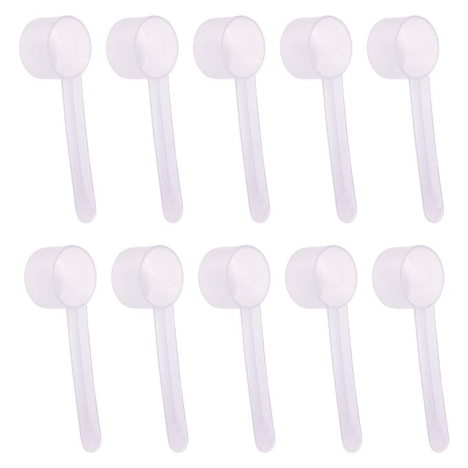 10PCS CLEAR LONG HANDLE PLASTIC MEASURING SPOONS COFFEE PROTEIN MILK POWDER SCOOPS SPOON KITCHEN TOOLS 5G