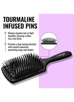 ERGO Ionic Paddle Hair Brush Large Polishing Brush For Longlasting Shine Detangling Brush For Wet & Dry Hair Care Hair Styling Tool For Blow Drying (Er1000)  - Image 4