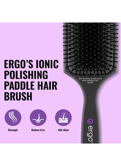 ERGO Ionic Paddle Hair Brush Large Polishing Brush For Longlasting Shine Detangling Brush For Wet & Dry Hair Care Hair Styling Tool For Blow Drying (Er1000)  - Image 3