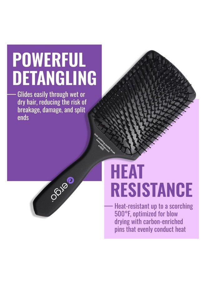 ERGO Ionic Paddle Hair Brush Large Polishing Brush For Longlasting Shine Detangling Brush For Wet & Dry Hair Care Hair Styling Tool For Blow Drying (Er1000) - Image 5
