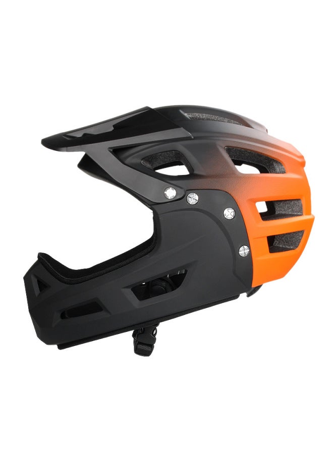 Black Orange Adult Cross-country Full Helmet Mountain Bike Riding Helmet Speed Drop Xc Dh Through Breathable Hole Bicycle Helmet Mtb