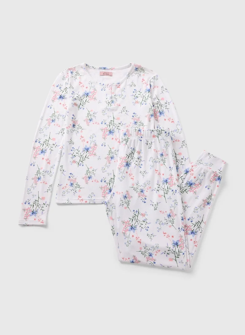 ماتلان Cream Pointelle Floral Pyjama Set