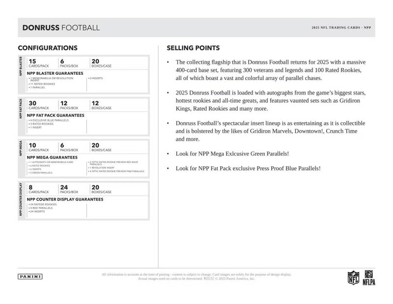Panini 2025 Panini Donruss Football 6-Pack Blaster Trading Card Box (1 Memorabilia or Revolution Insert Per Box) - Image 4