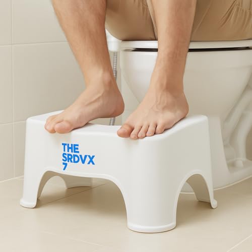 THE SRDVX 7 Perfect Toilet Posture Plastic Potty Step Stool for Western Toilet Bathroom Slope Design for Scientific Angle, Anti-Slip, 20 CM Height (White) - Image 1