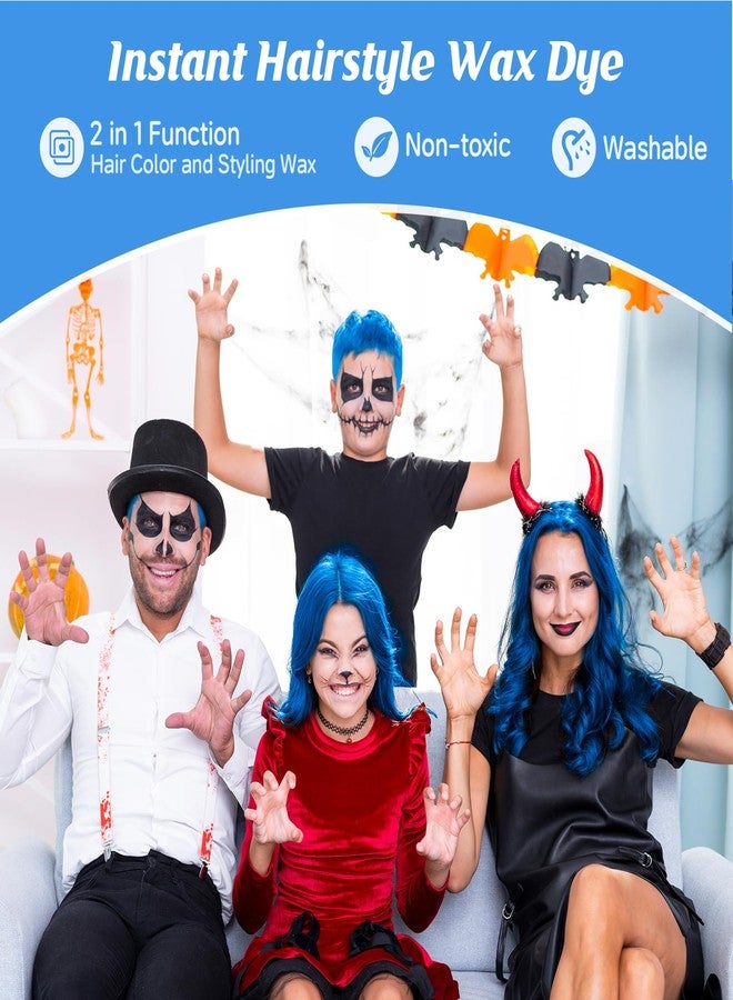 Cherocito Blue Temporary Hair Color Wax Kit for teenagers,Crazy Hair Day Accessories,Gifts for Girls,Boys,Instant Hair Dye Color Wax for Party, Cosplay, Halloween, Christmas,Washable Crazy Hair Style - Image 2