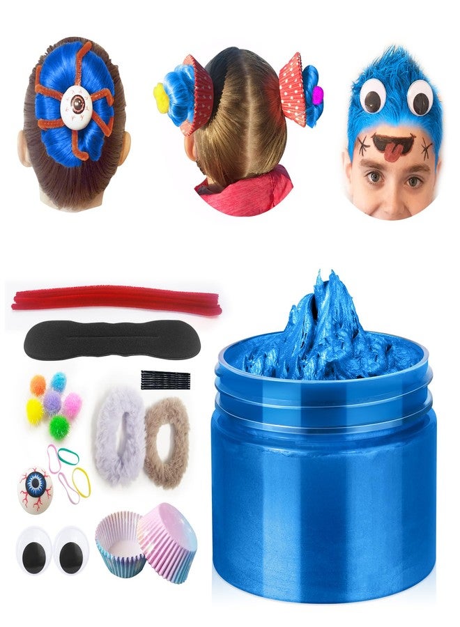 Cherocito Blue Temporary Hair Color Wax Kit for teenagers,Crazy Hair Day Accessories,Gifts for Girls,Boys,Instant Hair Dye Color Wax for Party, Cosplay, Halloween, Christmas,Washable Crazy Hair Style - Image 1