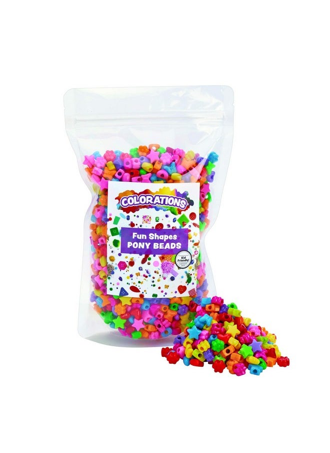 Colorations - Fun Shapes Pony Beads 1Lb Set Of 1800 Beads Lacing Hole 1 8 Inches Craft Hobby Arts & Crafts Fun Art Supplies Fun Shaped Pony Beads - Image 1
