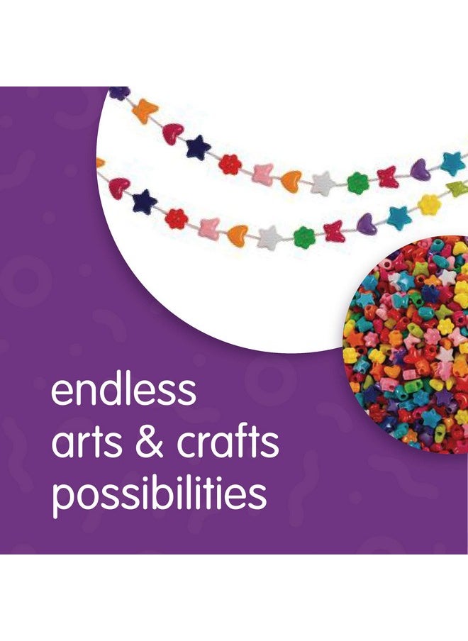 Colorations - Fun Shapes Pony Beads 1Lb Set Of 1800 Beads Lacing Hole 1 8 Inches Craft Hobby Arts & Crafts Fun Art Supplies Fun Shaped Pony Beads - Image 1