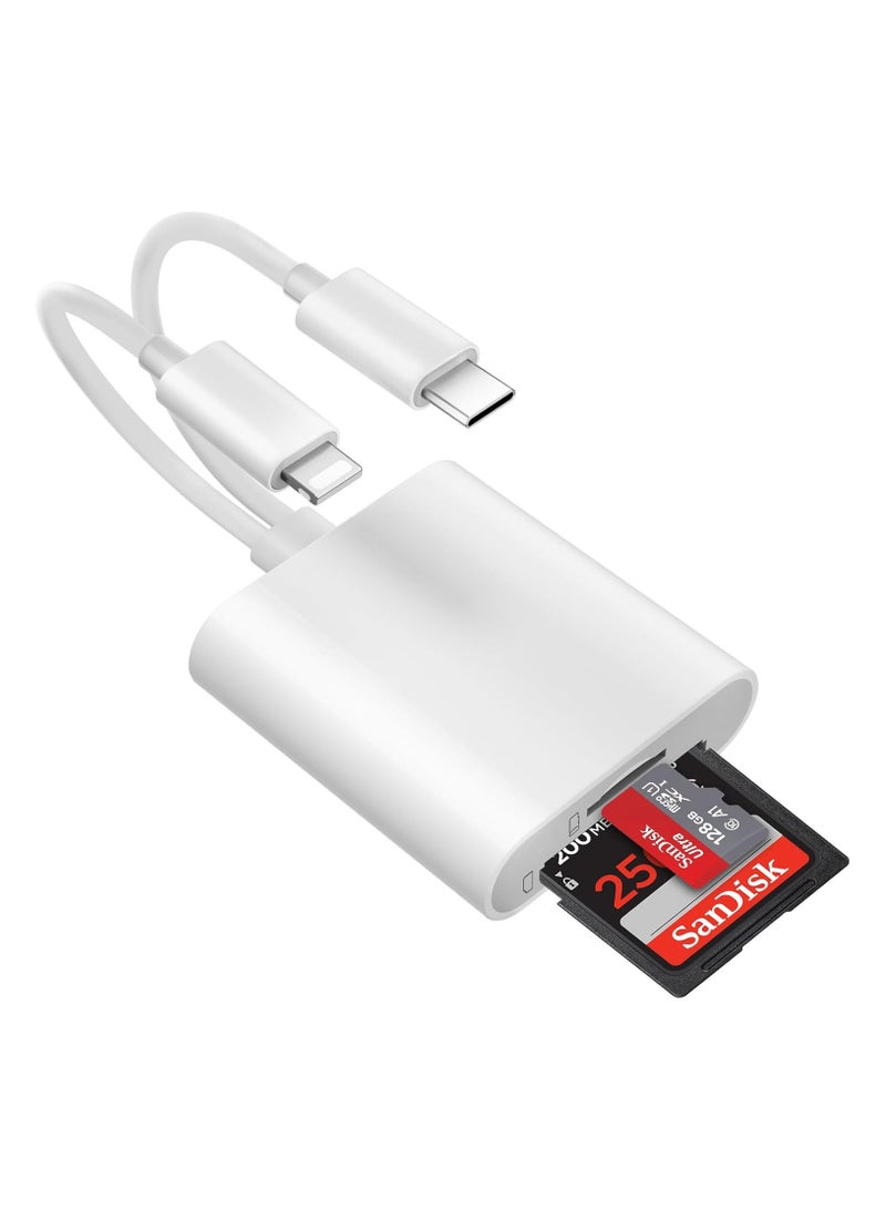 قارئ بطاقة SD لجهاز iPhone، قارئ بطاقة SD USB C، 2 في 2 قارئ بطاقة الكاميرا، محول قارئ بطاقة SD، محول OTG نوع C لقارئ بطاقة الذاكرة الكاميرا مزدوج الفتحة لبطاقات SD/MicroSD/SDHC/SDXC، توصيل وتشغيل - Image 1