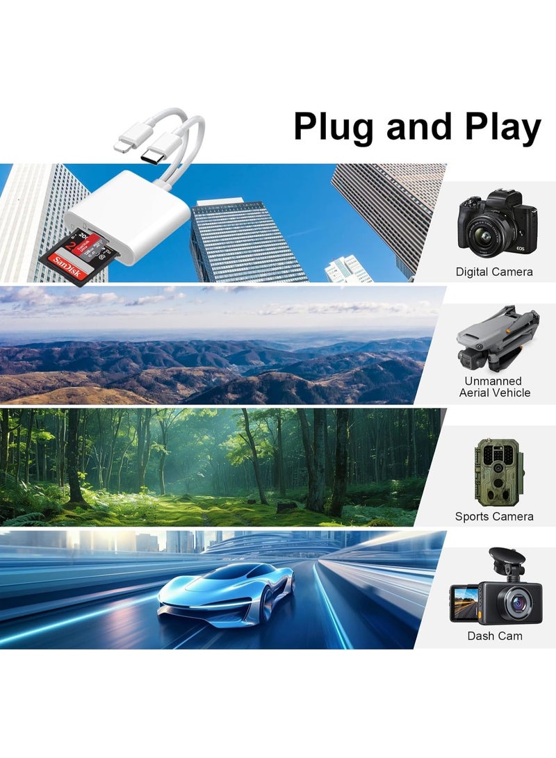 قارئ بطاقة SD لجهاز iPhone، قارئ بطاقة SD USB C، 2 في 2 قارئ بطاقة الكاميرا، محول قارئ بطاقة SD، محول OTG نوع C لقارئ بطاقة الذاكرة الكاميرا مزدوج الفتحة لبطاقات SD/MicroSD/SDHC/SDXC، توصيل وتشغيل - Image 4