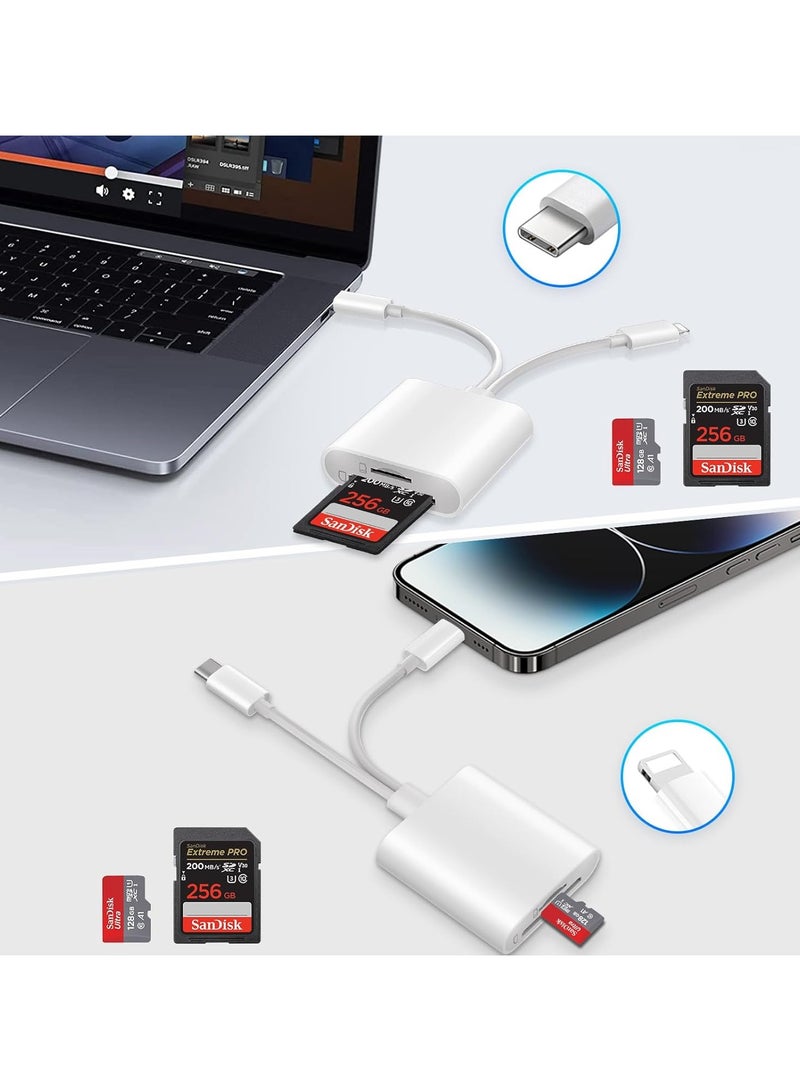 قارئ بطاقة SD لجهاز iPhone، قارئ بطاقة SD USB C، 2 في 2 قارئ بطاقة الكاميرا، محول قارئ بطاقة SD، محول OTG نوع C لقارئ بطاقة الذاكرة الكاميرا مزدوج الفتحة لبطاقات SD/MicroSD/SDHC/SDXC، توصيل وتشغيل - Image 3